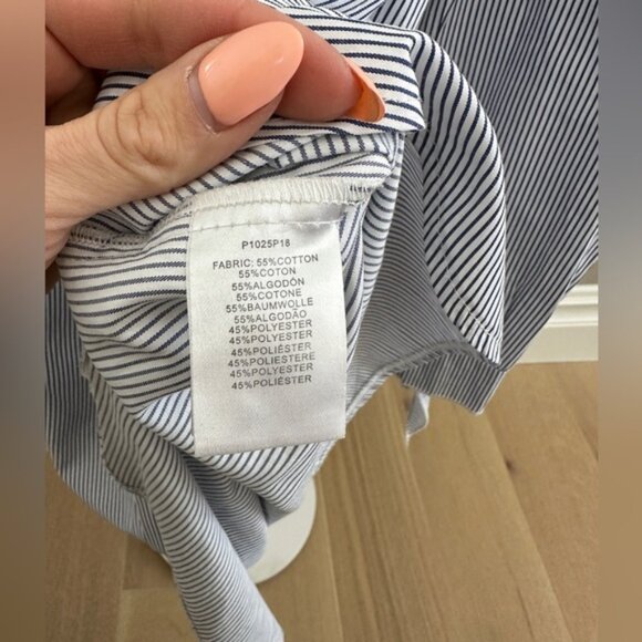 Molly Bracken Navy White Striped Off Shoulder Tunic Top Small Nautical Resort We - Picture 2 of 7